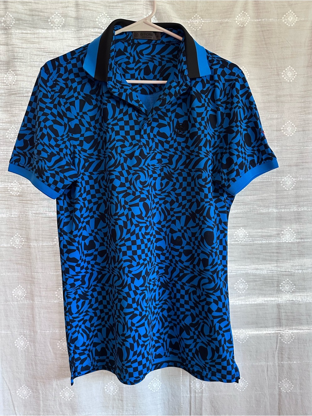 G/FORE Blue and Black Geometric Print Polo